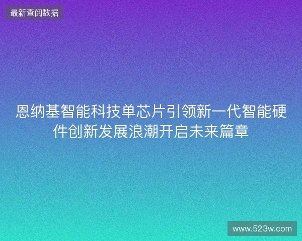 恩纳基智能科技单芯片引领新一代智能硬件创新发展浪潮开启未来篇章